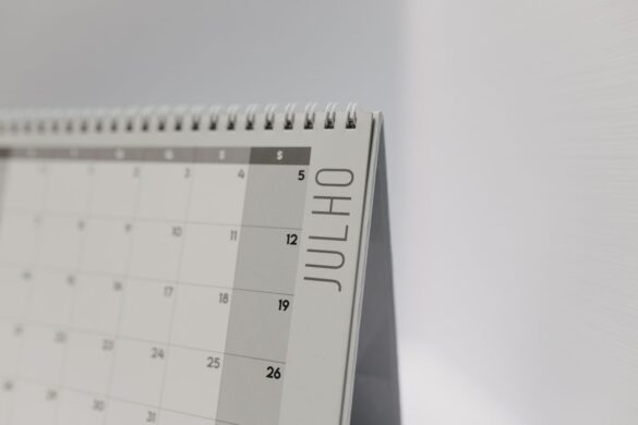 Minimalistic desk calendar, tracking bra replacement schedule